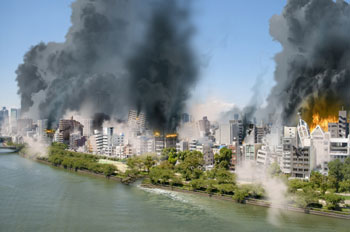 火災する都市画像