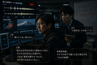 モニターを見つめる二人の男の画像