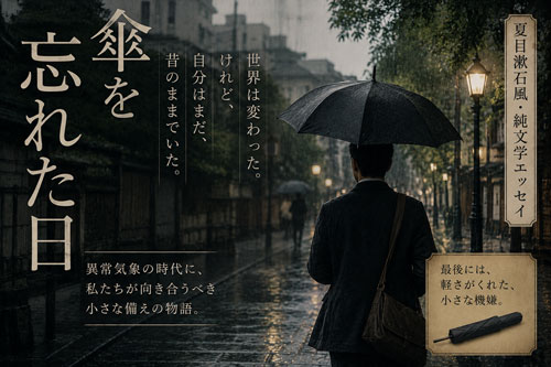 傘をさす男の後ろ姿の画像