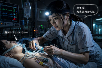 看病するナースの画像